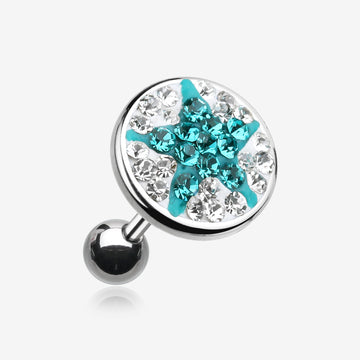 Shining Star Multi-Gem Cartilage Earring-Clear/Teal